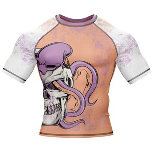 Nueva Camiseta Deportiva de Compresión para Hombre, Manga Corta, con Estampado de Calavera y Pulpo, de Secado Rápido, en Poliéster - Product Image 1