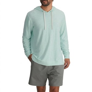Sudadera de Punto con Capucha para Hombre, Color Verde Menta, Manga Larga, Corte Regular, Informal, para Verano, con Bolsillo, Diseño Transpirable - Product Image 1