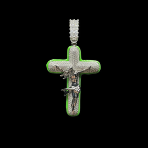 Collar con Colgante de Cruz de Jesús Luminoso que Brilla en la Oscuridad, Chapado en Rodio con Diamantes Incrustados, para Fiesta - Product Image 2
