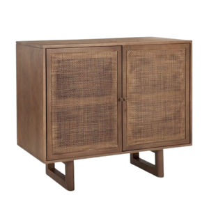 Aparador de almacenamiento de doble puerta de madera maciza, muebles de salón de ratán Natural de estilo nórdico de buena calidad a la venta - Product Image 2
