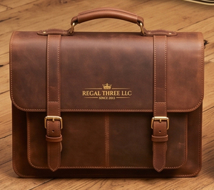 Maletín Clásico de Cuero Genuino con Cierre de Cremallera, Bolso de Negocios Multifuncional para Hombre, Maletín de Cuero a la Moda - Product Image 2