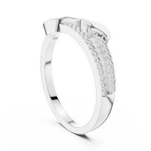 Anillo de Diamantes Cultivados en Laboratorio LUMIERE WAVE, Oro Blanco de 18 Quilates con Baño de Rodio, Estilo Minimalista para Compromiso, Fiesta, Boda, Uso Diario, para Mujer - Product Image 2