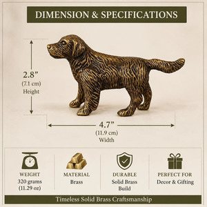 SHUBHAM Handcrafted Solid Brass Dog Figurine Statue Decorative Animal Sculpture Home & Office Decor Collectible <b>Gift</b> - Product Image 4