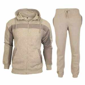 Nouveaux ensembles de survêtements d'hiver pour hommes, à capuche, unis, chauds, 100% coton, de haute qualité, OEM, vêtements de sport, course à pied, grande taille, design 2 en 1 - Product Image 1