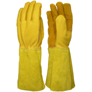 High Quality Cowhide Split Grain Leather Cotton Lined Safety <b>Gloves</b> TIG Welding Hand Work Protection Industrial Spark Heat - Product Image 5