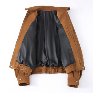 Veste de moto en cuir classique de design personnalisé, logo OEM, veste en cuir pour homme, coupe ajustée, véritable cuir de vachette. - Product Image 5
