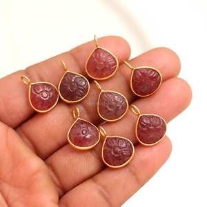 Pendentif Fleur en Quartz Rose Naturel, Breloque en Argent Sterling 925, Pierre Précieuse Sculptée à la Main, Cœur, pour Fabrication de Bijoux, 12MM - Product Image 6