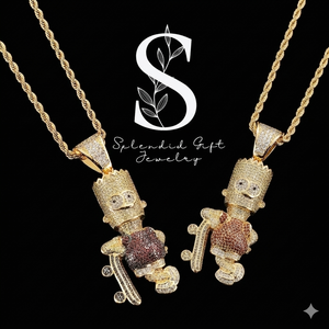 Pendentif créatif en forme de personnage de dessin animé plaqué or, serti de moissanite, collier hip-hop pour hommes et femmes - Product Image 1