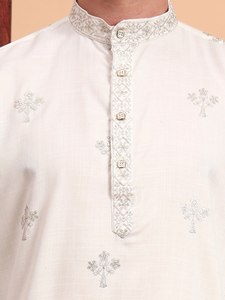 Kurta de Algodón para Hombre de NiMa Creations, Diseño Bordado, Reversible, de Secado Rápido, Corte Regular, Largo hasta la Rodilla, Tradicional Indio-Pakistaní - Product Image 3