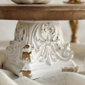 Vintage Farmhouse Pedestal Tray <b>Set</b>, Rustic Wooden <b>Cake</b> <b>Stand</b>, Vintage Wedding Table Centrepiece, Shabby Chic Display Riser Gift - Product Image 5