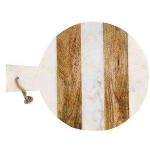 Tabla de cortar rectangular de mármol y madera maciza para uso profesional en la cocina, para cortar carne, pan y para servir de forma decorativa. - Product Image 1