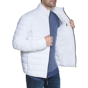 Lightweight <b>White</b> <b>Men</b> Quilted Puffer <b>Jacket</b> with Zipper Closure Stand Collar Waterproof Winter Coat for Outdoor Cold Weather - Product Image 4