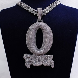Colgante de Moissanita Número 0 Personalizado, Plata de Ley 925, Letra Burbuja con Incrustaciones de Diamantes, Joyería Hip Hop Unisex para Uso Diario - Product Image 1