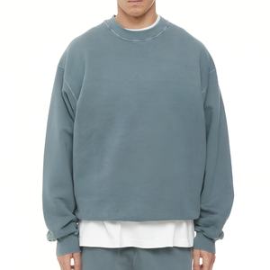 Sudadera Oversize de Forro Polar para Hombre, 100% Algodón, Cuello Redondo Liso, Unisex, Invierno, Venta al por Mayor, Estilo Urbano - Product Image 1