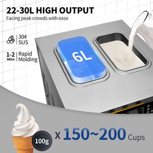 Commercial 22 30L/H Countertop Ice Cream <b>Maker</b> 2x6L Hopper 2L Cylinder LCD Panel <b>Yogurt</b> Raw 2350W Soft Serve Machine Puffing - Product Image 3