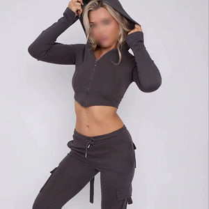 Conjunto Deportivo Casual Nuevo de Otoño-Invierno para Mujer, Tejido Holgado, Anti-Pilling, Chaqueta de Poliéster/Algodón - Product Image 1