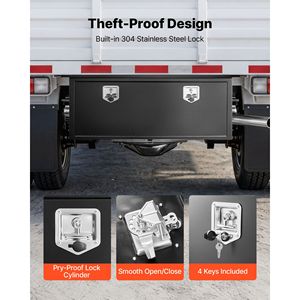 48-Inch Heavy Duty Steel Underbody Truck Tool <b>Box</b> Lockable Waterproof <b>Trailer</b> Storage with Keys - Product Image 4