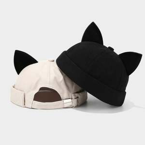 Nouveau bonnet Docker pour femme, style Yuppie, avec oreilles de chat mignonnes, coupe melon, Printemps-Été - Product Image 3