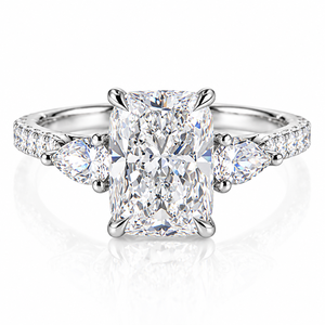 Anillo de Compromiso con Diamante Corte Radiante, Clásico, con Moissanita, Chapado en Oro Blanco de 14K, Anillo de Propuesta de Matrimonio - Product Image 1
