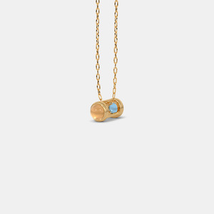 Collar con Colgante Geométrico de Cabujón Azul en Oro Amarillo - Product Image 4