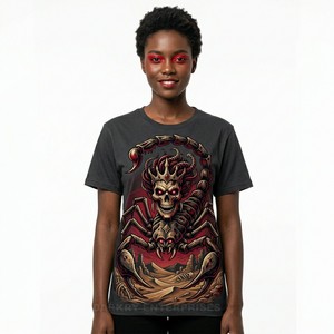 เสื้อยืดผู้หญิงขายส่ง พิมพ์ลายกราฟิกโครงกระดูกสายฟ้า สไตล์โกธิค สตรีทแวร์ สีดำ ผ้าฝ้าย เสื้อยืดผู้หญิง โรงงานผลิตเสื้อผ้า - Product Image 2