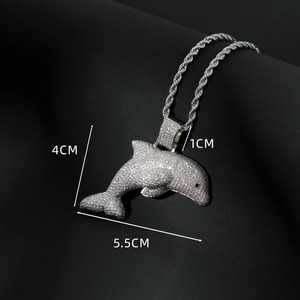 Colgante de Delfín de Plata 925 con Micro Pavé de Moissanita, Bañado en Rodio, Estilo Iced Out, Amuleto de Animal de Lujo, Colgante Bling para Rapper Hip Hop - Product Image 1