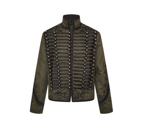 ชุดเครื่องแบบวงโยธวาทิตชายแบบฝรั่งเศสสมัยนโปเลียนของ Hussar Custom แบบกระดุมสองแถว ผ้าขนสัตว์ผสม น้ำหนักเบา คุณภาพสูง ผลิตจากผ้าฝ้าย - Product Image 1