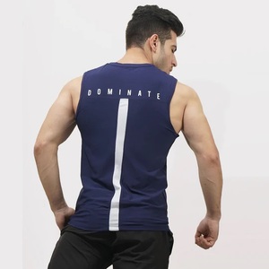 เสื้อกล้ามคอกลมผู้ชาย AULTRA ONE ENTERPRISES สีกรมท่า ลายทางสีขาว พิมพ์ลายด้านหลัง ระบายอากาศได้ดี แห้งเร็ว สปอร์ต ผ้าถัก 3 มิติ - Product Image 4
