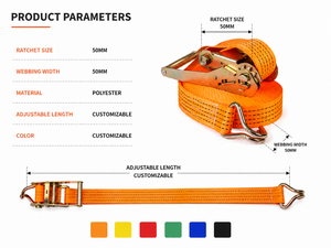 Sangle d'arrimage à cliquet robuste en polyester 50 mm 3000 kg pour la logistique et la fixation de marchandises, impression personnalisée, fournisseur OEM - Product Image 4