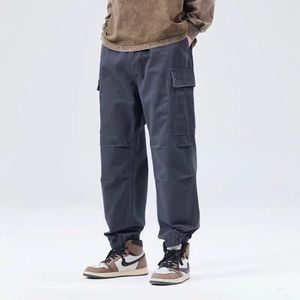 Pantalones de trabajo casuales para hombre, de cintura media, estilo cargo, con cremallera, doble rodilla y múltiples bolsillos, de corte holgado, de sarga - Product Image 5