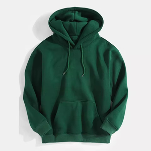 Sweat-shirt à capuche uni pour homme, coupe classique, décontracté, avec poche avant, vert olive - Product Image 1