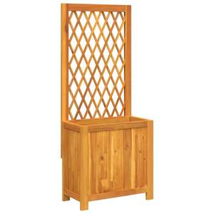 Solid Wood Acacia 21.7"x11.6"<b>x52</b>" Planter with Trellis Elegant Outdoor Fencing Trellis & Gates - Product Image 2