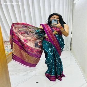 Sari en modal de qualité supérieure avec imprimé Bandhani - Imprimé à motifs et pallu Gota Patti - Collection de blouses - Fournisseur mondial - Product Image 1