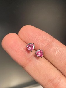 Boucles d'oreilles clous en topaze rose, en argent sterling, pierre de naissance d'octobre, bijoux pour femmes - Product Image 3