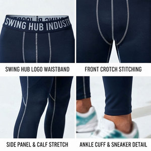 Legging de compression personnalisé pour homme avec coutures croisées, extensible dans quatre directions, léger, style Hip Hop, longueur au-dessus de la cheville, collant flexible - Product Image 5
