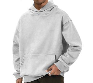 Sweat à capuche homme en coton épais 100% délavé style rétro, coupe oversize confortable avec logo appliqué sur le devant - Product Image 3