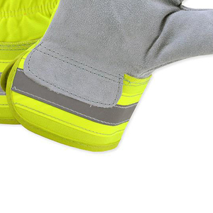 Guantes de Trabajo de Cuero con Puño a Rayas Púrpuras, Resistentes a la Abrasión, Antideslizantes en las Puntas de los Dedos, Resistentes a Impactos, Transpirables, Guantes de Seguridad - Product Image 4