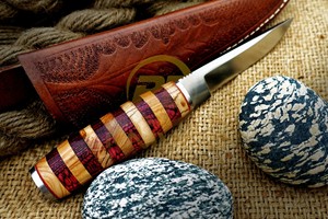Couteau de chasse à lame fixe en acier carbone fait main de qualité supérieure, manche en bois, étui en cuir, couteau de camping en plein air, OEM/ODM, logo personnalisé DIY - Product Image 5