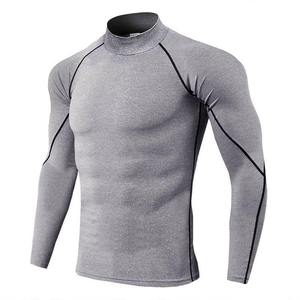 T-shirt de sport ajusté pour homme, logo personnalisé, vêtements de compression pour la gym, respirant, vente en gros, rashguard unisexe - Product Image 5