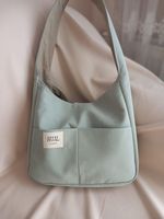 Sac à bandoulière en velours côtelé blanc Ecodari avec sangle réglable, fermeture éclair, petit sac fourre-tout simple et tendance pour un usage quotidien