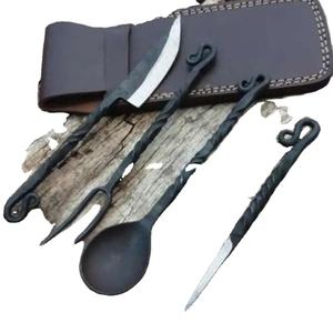 Couteau de cuisine artisanal en acier carbone Jexmoo, forgé à la main, style médiéval vintage - Product Image 1