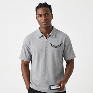 Chemise en tricot à manches courtes surdimensionnée pour homme, gris uni, coupe décontractée, teinture unie, 100% coton - Product Image 5
