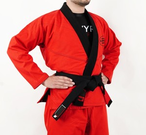 Kimono de BJJ rouge pour homme, Gi d'arts martiaux avec ceinture noire, vêtements d'arts martiaux pour femme, coupe classique, coton durable, taille adulte - Product Image 5