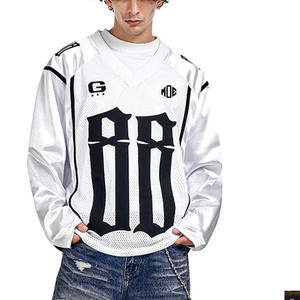 Camiseta de Fútbol Americano Moderna para Hombre, Blanca, con Paneles de Malla, Manga Larga, Estilo Jersey, 230 GSM, Poliéster Transpirable, Proveedores OEM Personalizados al por Mayor - Product Image 1