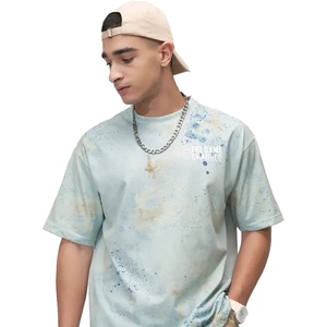Fait sur mesure 100% coton lavé à l'acide T-shirt léger à manches courtes coupe ample pour hommes grande taille Top vente chemise imprimée - Product Image 1