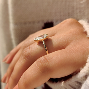 Bague en or avec diamant taille poire de qualité supérieure, sertie en clos de griffes, bijoux de mariée de laboratoire, fournisseur en gros en ligne - Product Image 2