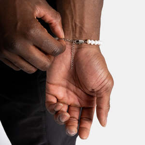 925 Sterling Silver White Freshwater Pearl <b>Beaded</b> <b>Bracelet</b> Adjustable Pearl <b>Bracelet</b> Minimalist Jewelry for <b>Men</b> Women - Product Image 1