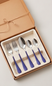 Ensemble de couverts minimalistes avec poignées violettes, en acier inoxydable, compatibles lave-vaisselle, pour une utilisation sur la table de mariage - Product Image 6