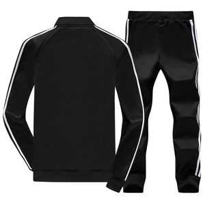 Ensemble de survêtement noir pour homme, manches longues, sweat-shirt à cordon de serrage, poches latérales, tenue décontractée sportive, col à capuche respirant, coupe régulière - Product Image 2