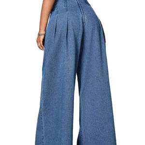 Hot Selling <b>Women's</b> Premium High Waist Denim <b>Jeans</b> Vintage Flared <b>Baggy</b> Cotton Pants Trendy Korean Streetwear New Arrival - Product Image 4